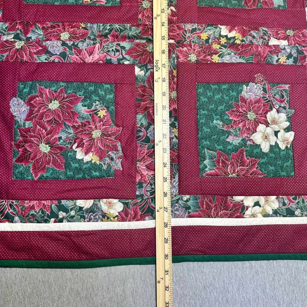 Handmade Christmas Poinsettia Quilted Patchwork Wall Hanging/Table cloth 31x31